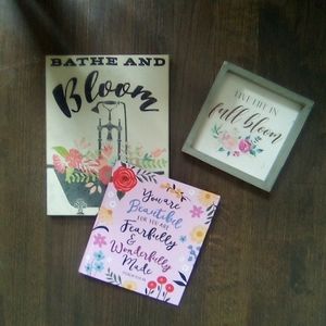 Trio of Bloom Life Mantra Home Decor